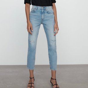 ZARA Slim Cropped Jeans:Light-blue, US 8/EUR 40